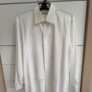 Brioni tux shirt, size 43, 17. White,  pleated front